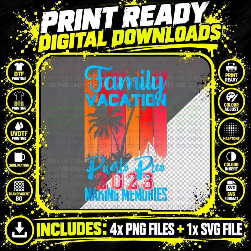 Puerto Rico Family Vacation T-Shirt, Summer Beach Png SVG Digital Bundle