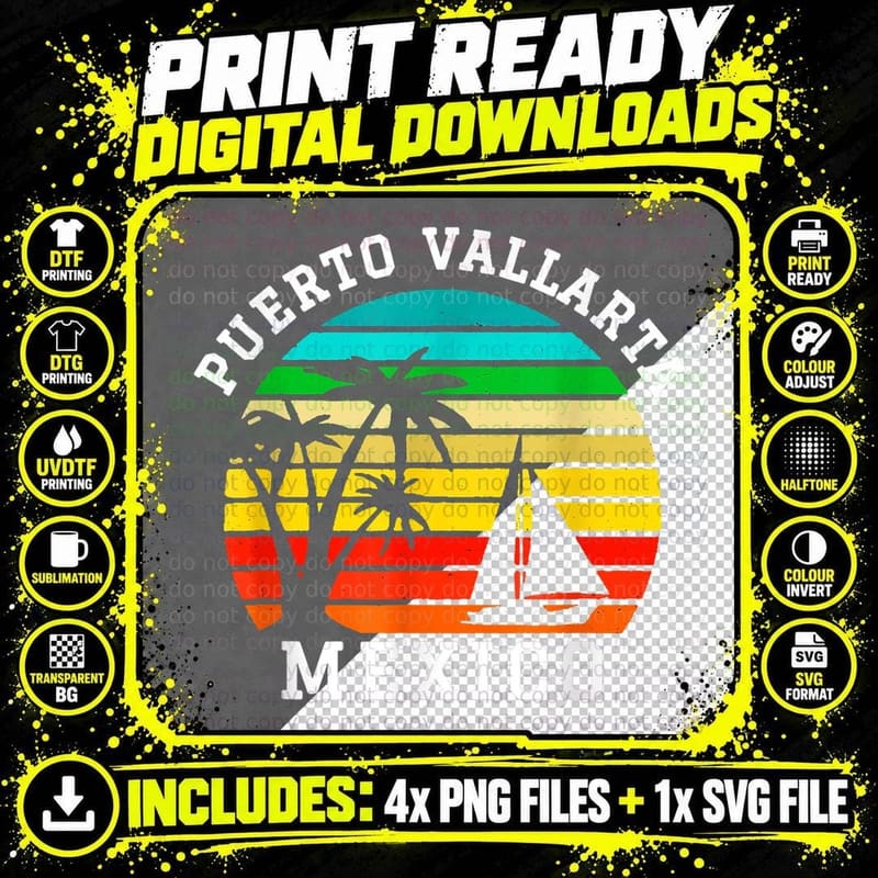 Puerto Vallarta Mexico Matching Family Vacation T-Shirt Png SVG Digital Bundle