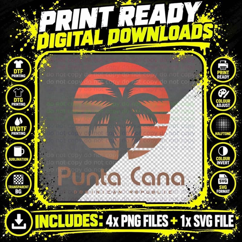 Punta Cana Dominican Republic Travel Vacation Gift Lover Png SVG Digital Bundle