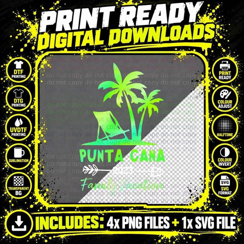 Punta Cana Family Vacation T-Shirt, Tropical Beach Theme Png SVG Digital Bundle