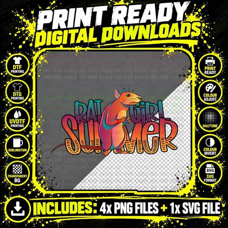 Rat Girl Summer T-Shirt Png SVG Digital Bundle