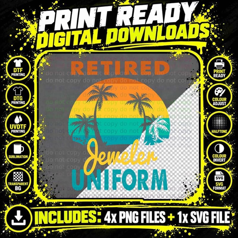 Retired Jeweler Uniform Tropical Island Retirement Png SVG Digital Bundle