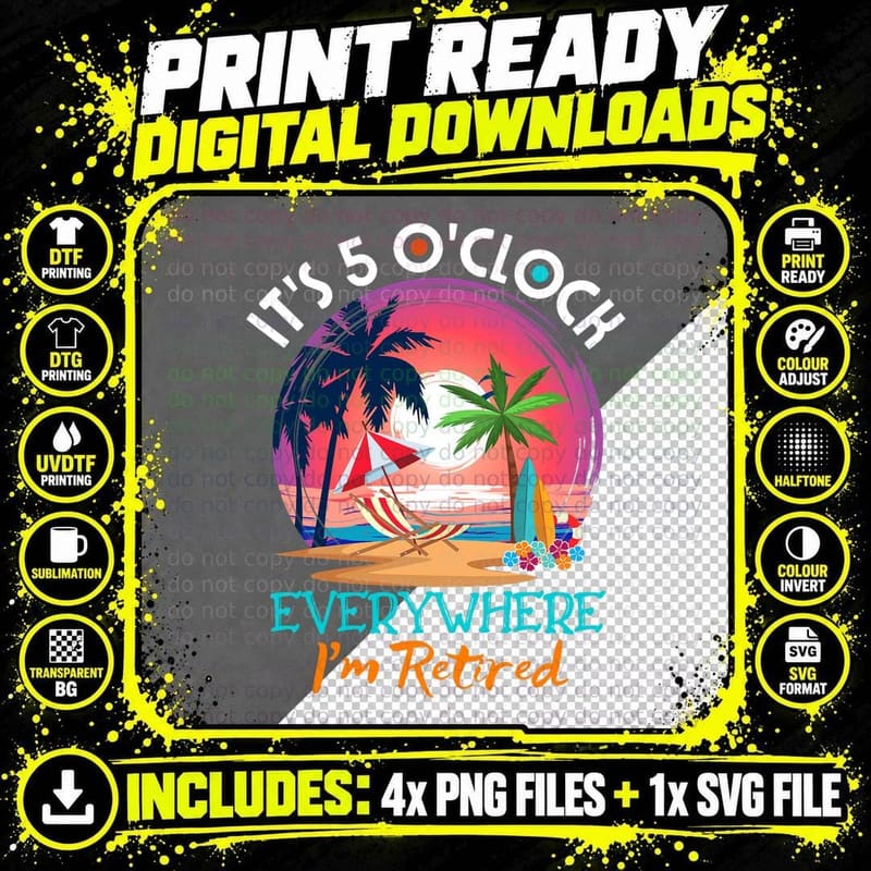 Retirement Vacation T-Shirt, Tropical Beach Theme Png SVG Digital Bundle