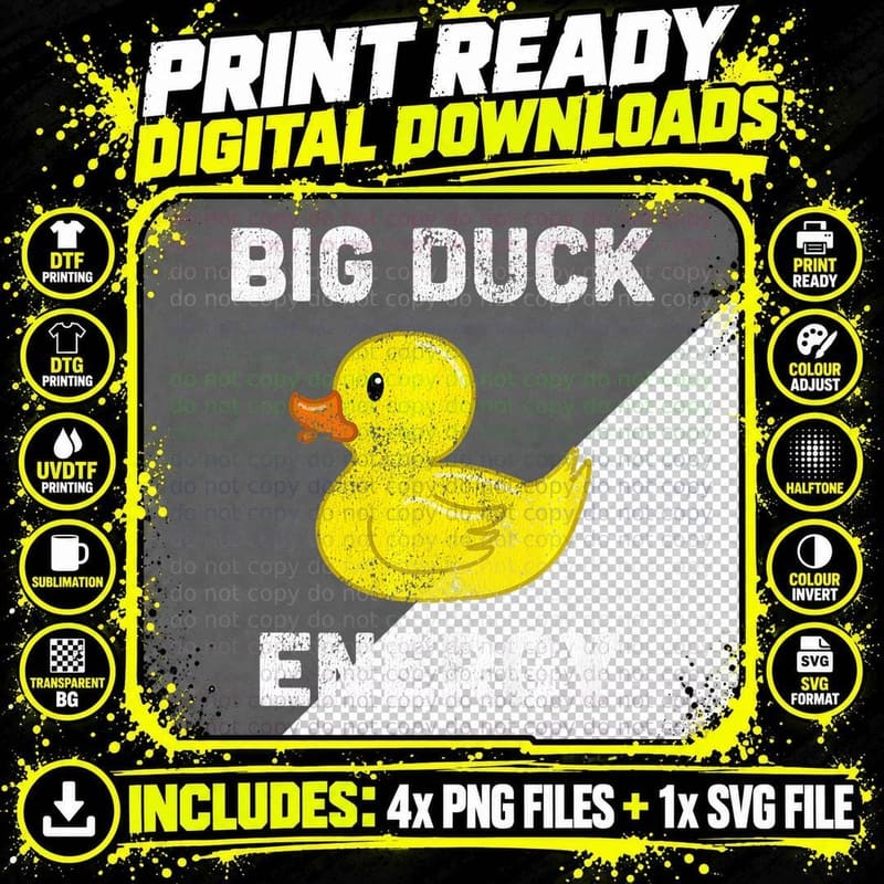 Rubber Ducky T-Shirt, Big Duck Energy, Fun Summer Vibes Png SVG Digital Bundle