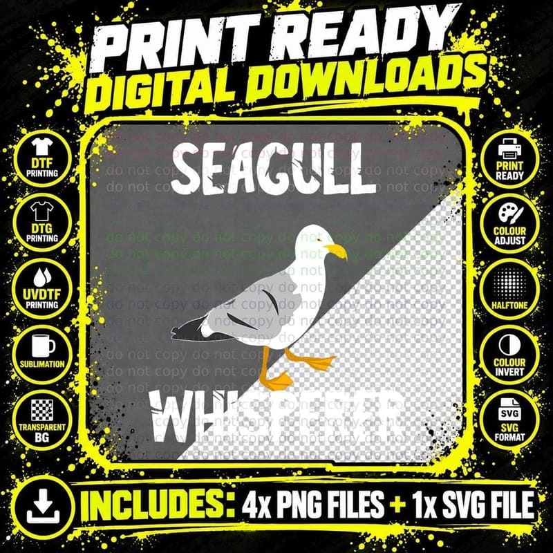 Seagull Whisperer Gull Beach Birds Harbour Albatros Png SVG Digital Bundle