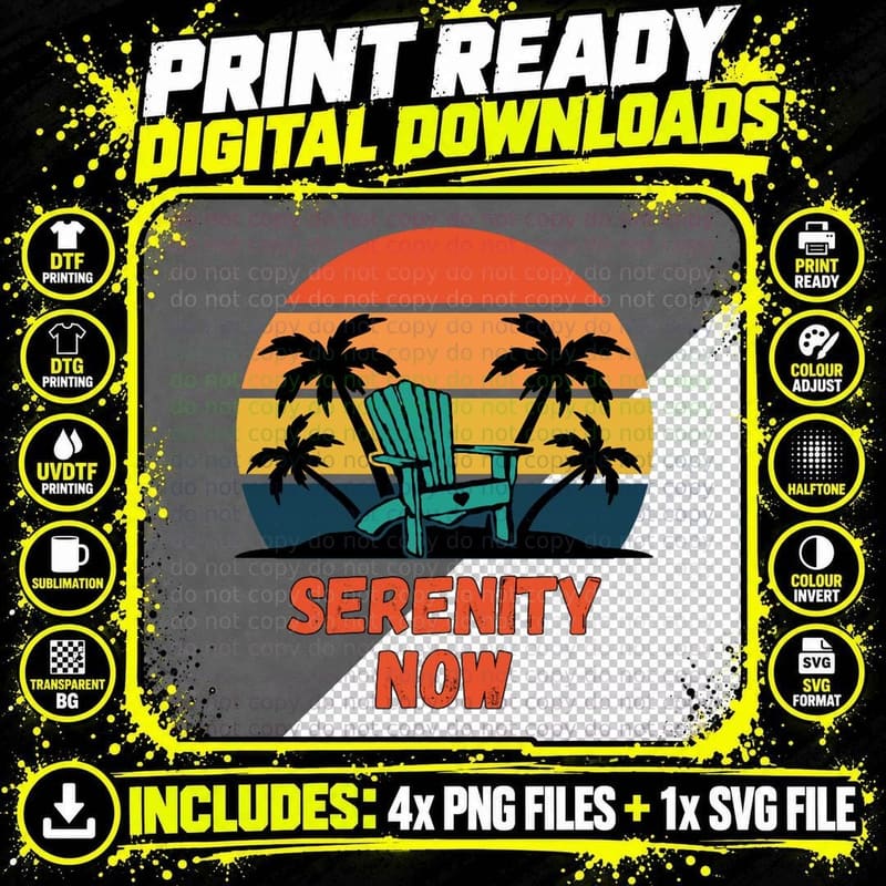 Serenity, Yoga, Beach Life T-Shirt Png SVG Digital Bundle