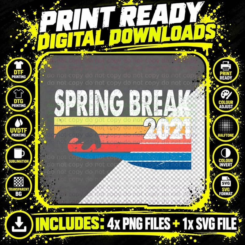 Spring Break Sunset T-Shirt, Summer Vibes, 2021 Vibes Png SVG Digital Bundle