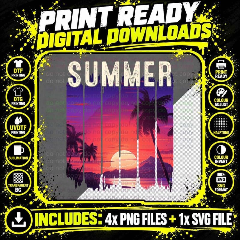 Summer, Beach Holiday, Vacation Wear T-Shirt Png SVG Digital Bundle