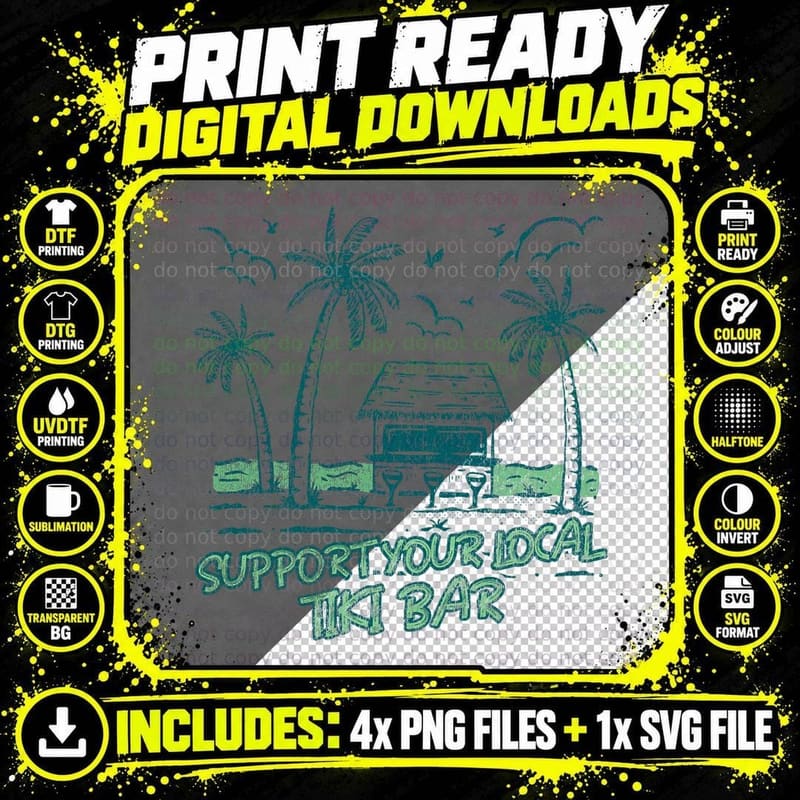 Support Your Local Tiki Bar Day Drinking on the Beach Png SVG Digital Bundle
