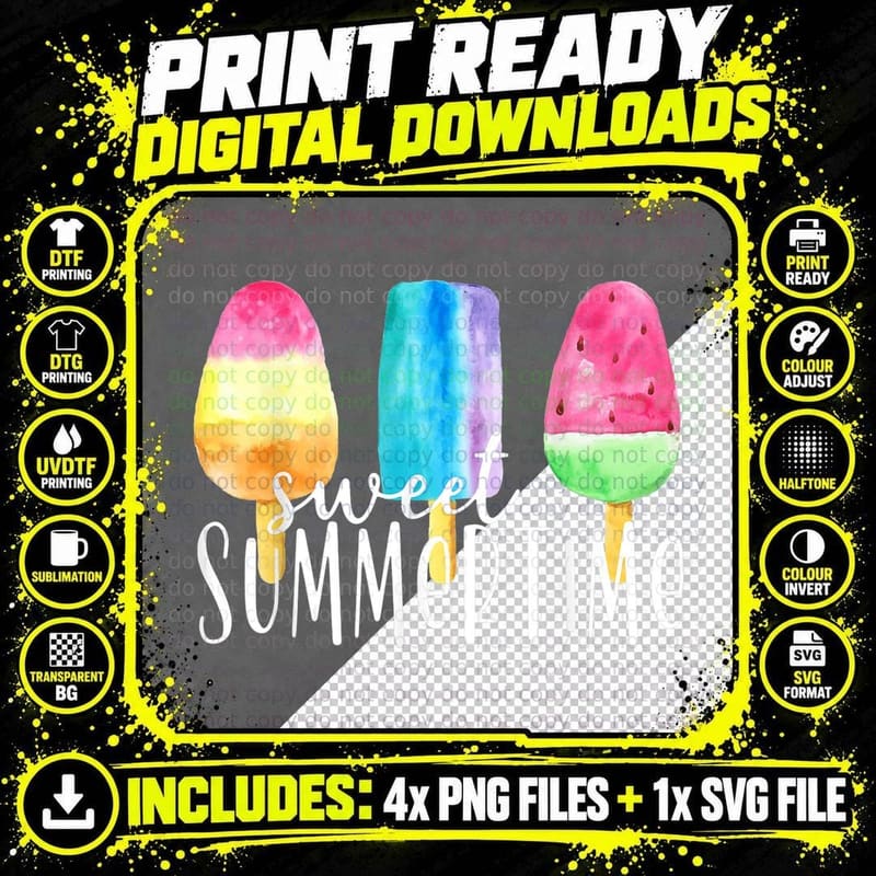 Sweet Summertime Ice Cream Family Vacation Popsicle Png SVG Digital Bundle