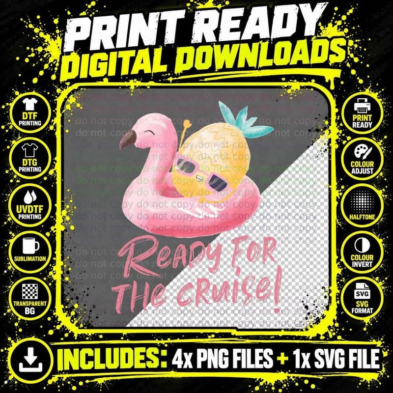 Swinger Cruise Flamingo Upside Down Pineapple T-Shirt Png SVG Digital Bundle