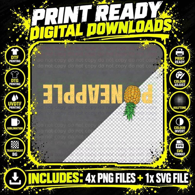 Swinger Pineapple T-Shirt, Tropical Vacation Style Png SVG Digital Bundle