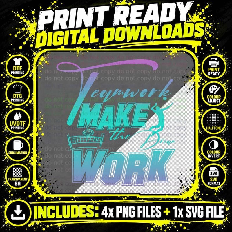 Teamwork Make the Dream Work Design Coach Beach Png SVG Digital Bundle