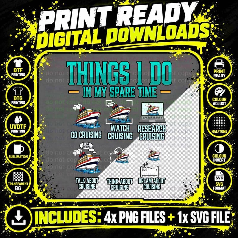 Things I Do in My Spare Time Cruising Cruise T-Shirt Png SVG Digital Bundle