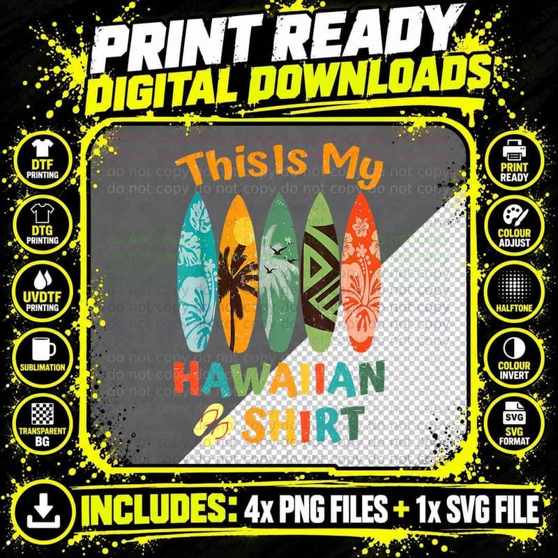 This Is My Hawaiian Luau Aloha Hawaii Beach Pineapple Png SVG Digital Bundle