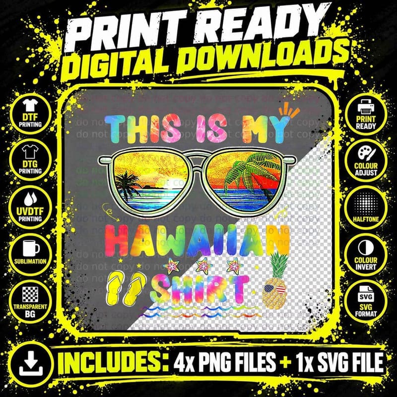 This Is My Hawaiian Luau Aloha Hawaii Beach Pineapple Png SVG Digital Bundle