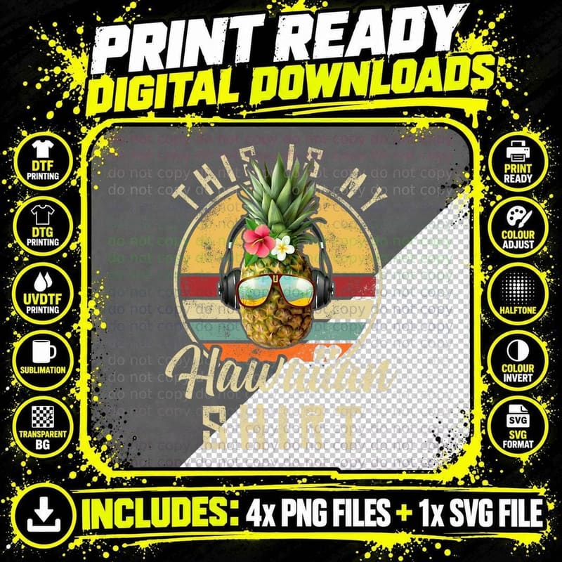 This Is My Hawaiian Outfit Hawaii Beach Pineapple Png SVG Digital Bundle