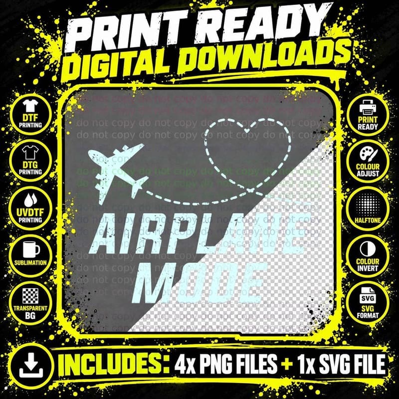 Travel Airplane Mode Vacation Trip World Travel T-Shirt Png SVG Digital Bundle