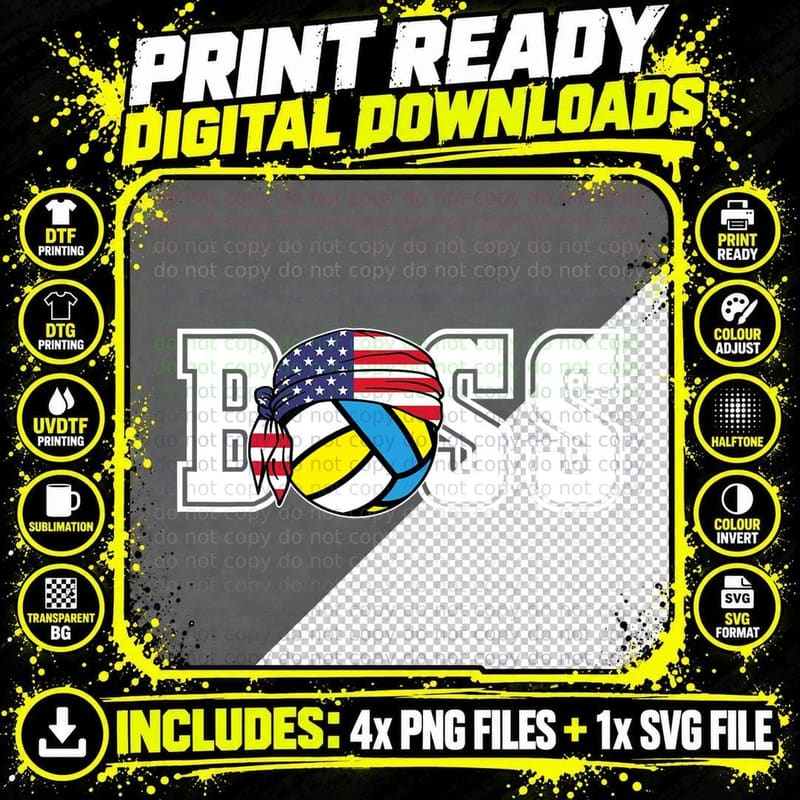 US Mens Volleyball Boss Indoor Beach Volleyball Player Png SVG Digital Bundle