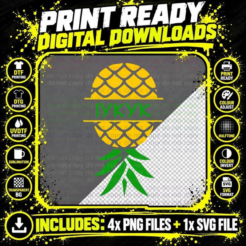 Upside-Down Pineapple Swinger IYKYK T-Shirt Png SVG Digital Bundle
