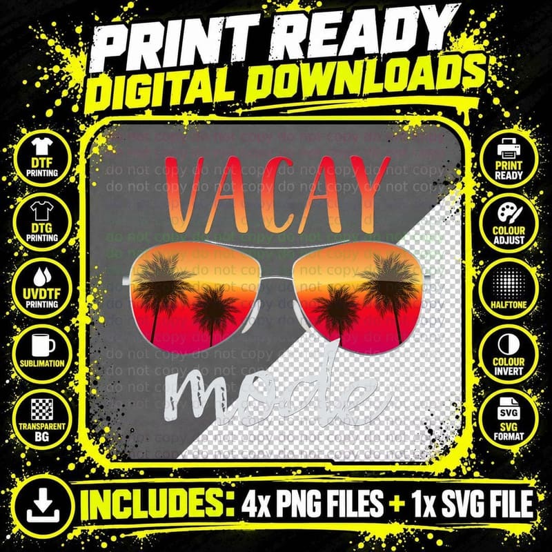 Vacay Mode Cute Vacation Summer Cruise Getaway T-Shirt Png SVG Digital Bundle