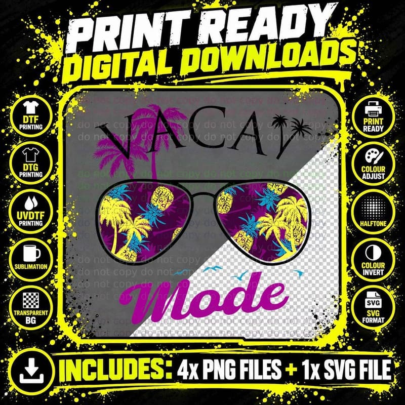 Vacay Mode Shirt Vacation Beach Family Cute Cruise Women Png SVG Digital Bundle