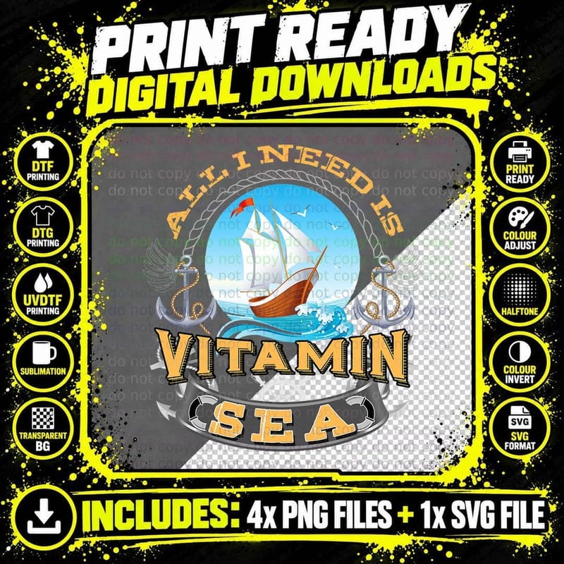 Vitamin Sea Sailing T for Cruise Ship Passengers T-Shirt Png SVG Digital Bundle
