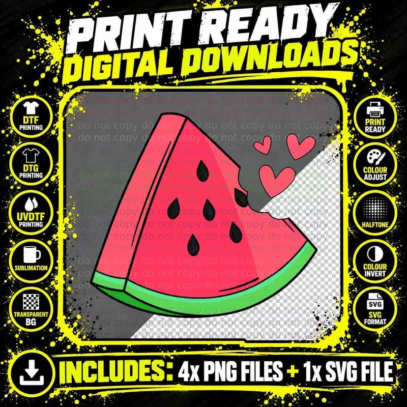 Watermelon Slice Melon Summer Vacation Season Fruit Png SVG Digital Bundle
