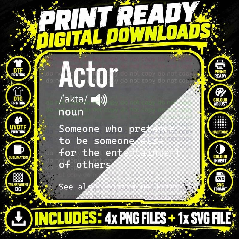 Actor Definition for Theatre Geek Actor T-Shirt Png SVG Digital Bundle