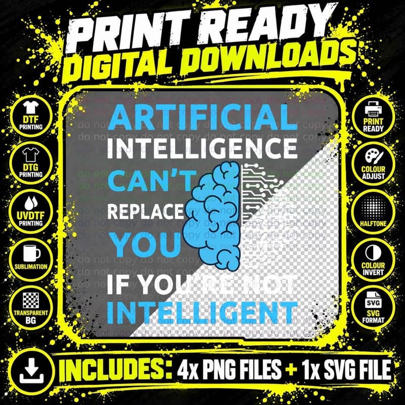 Artificial Intelligence Algorithm Programmer AI Png SVG Digital Bundle