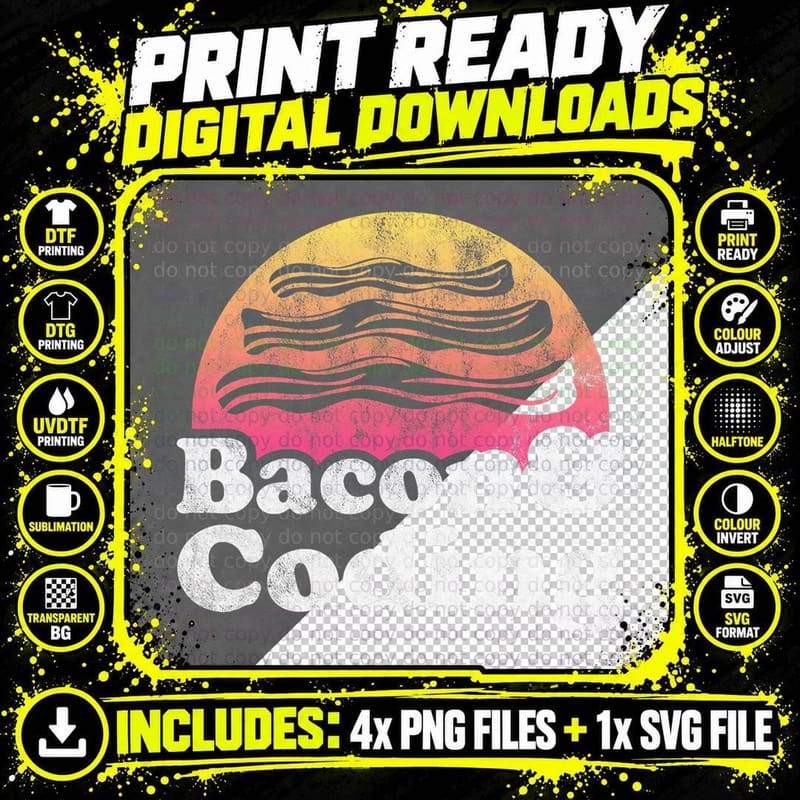 Bacon and Coding or Coder T-Shirt Png SVG Digital Bundle