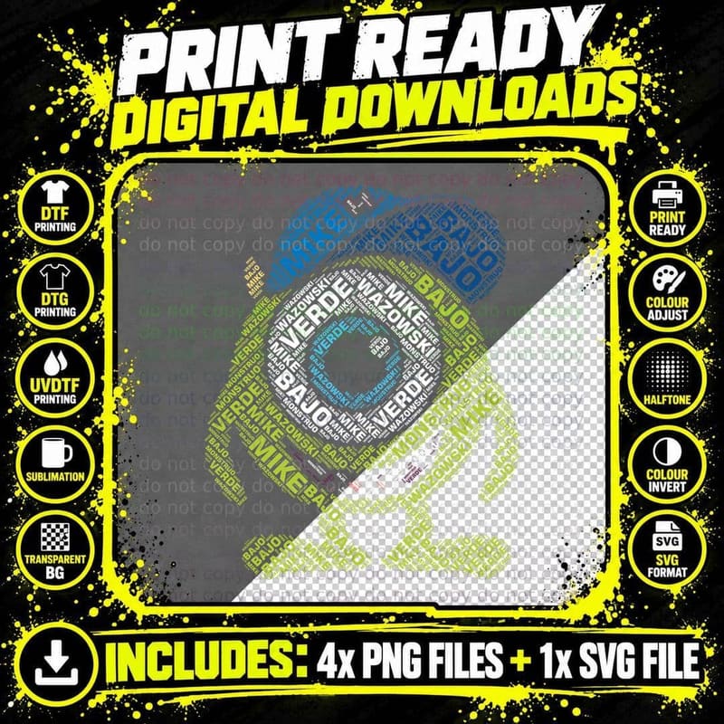 Blue Green Yellow Robot Character T-Shirt Png SVG Digital Bundle