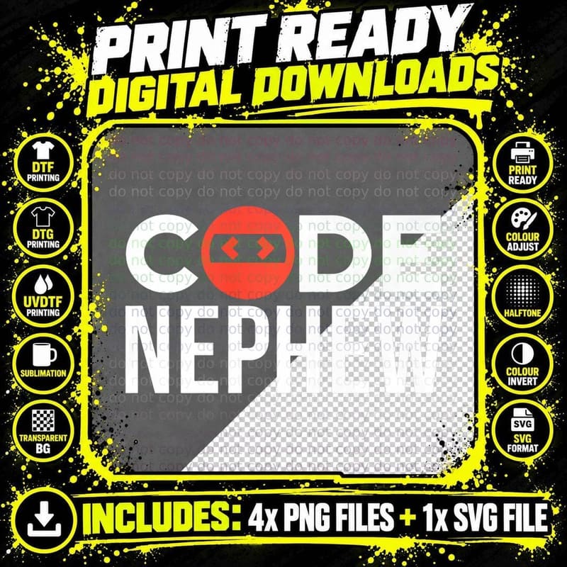 Code Nephew, Programmer Coding Coder Programming Gift Png SVG Digital Bundle