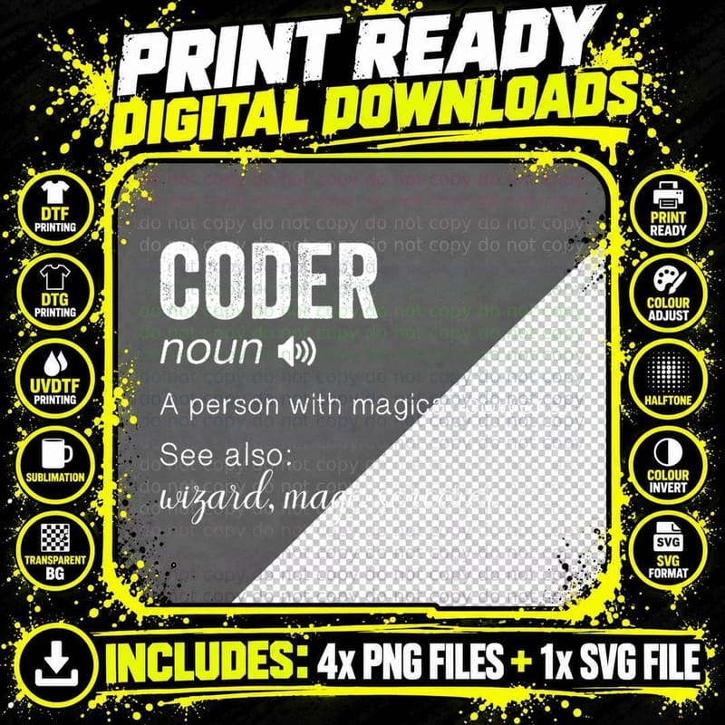 Coder Noun Programming Developer IT Admin Programmer Png SVG Digital Bundle