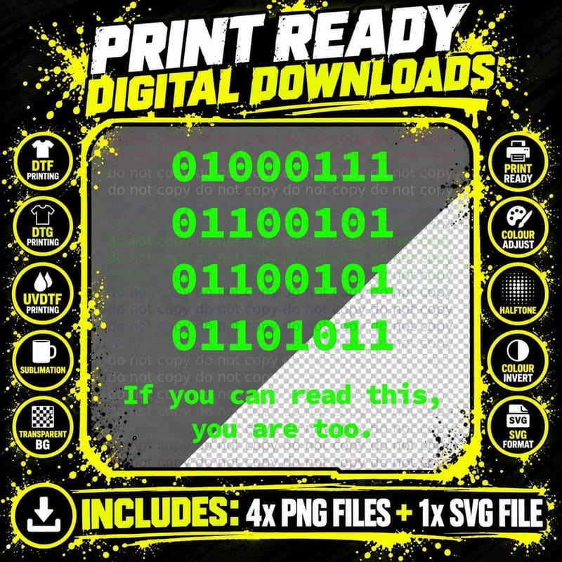 Computer Binary Code Programmer, Software Engineer Gift Png SVG Digital Bundle