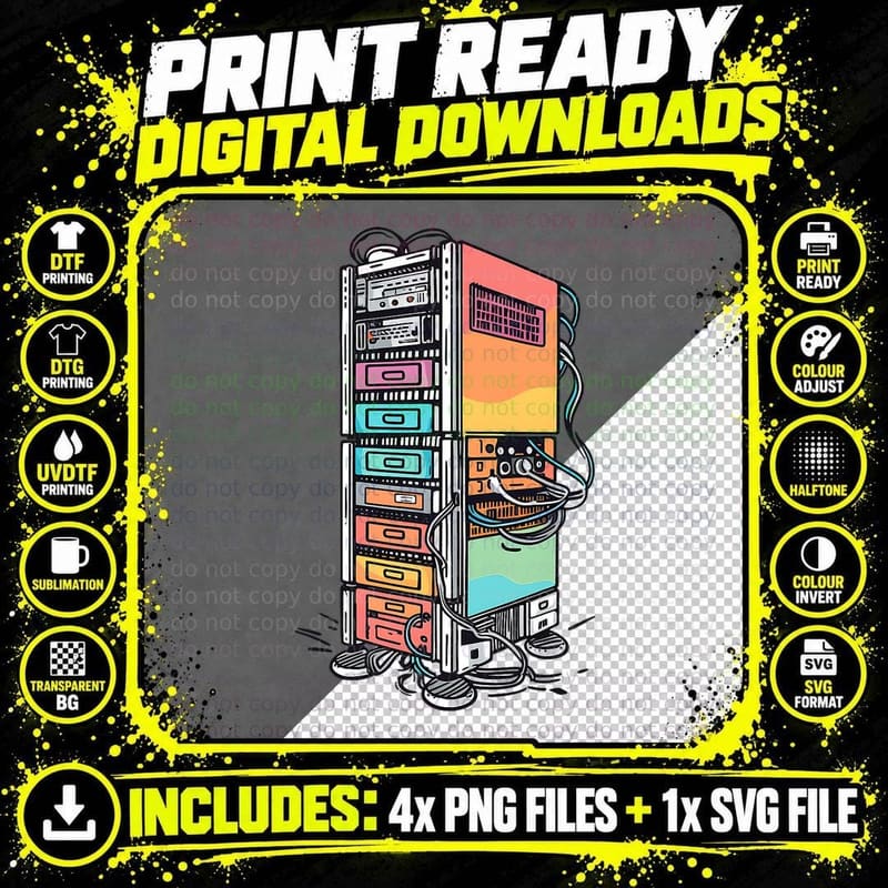 Computer Server Network Rack Homelab Sysadmin Engineer Png SVG Digital Bundle