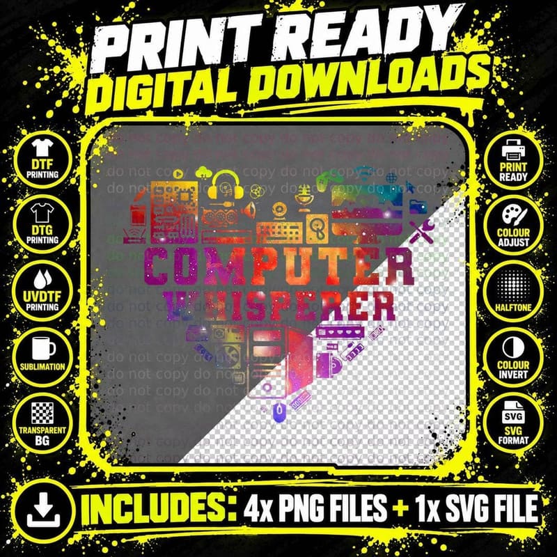 Computer Whisperer Heart Computer Lover T-Shirt Png SVG Digital Bundle
