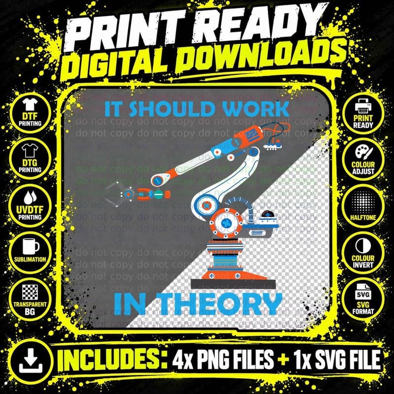 Cool Robotics Art Men Women Robotics Engineer Robot Png SVG Digital Bundle