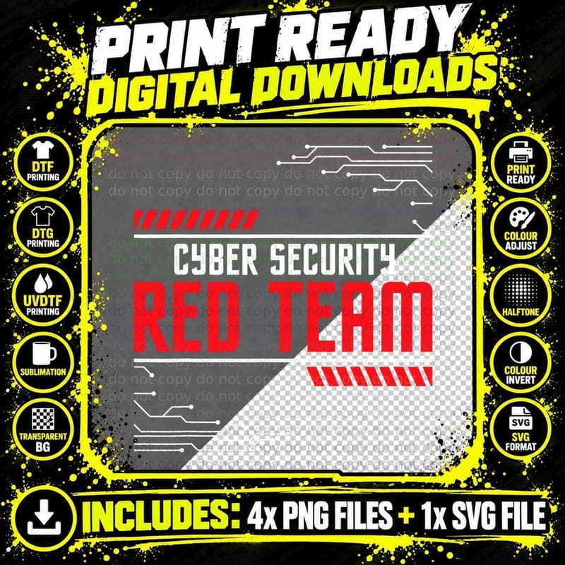 Cyber Security Red Team - Computer Engineer Hacker Png SVG Digital Bundle