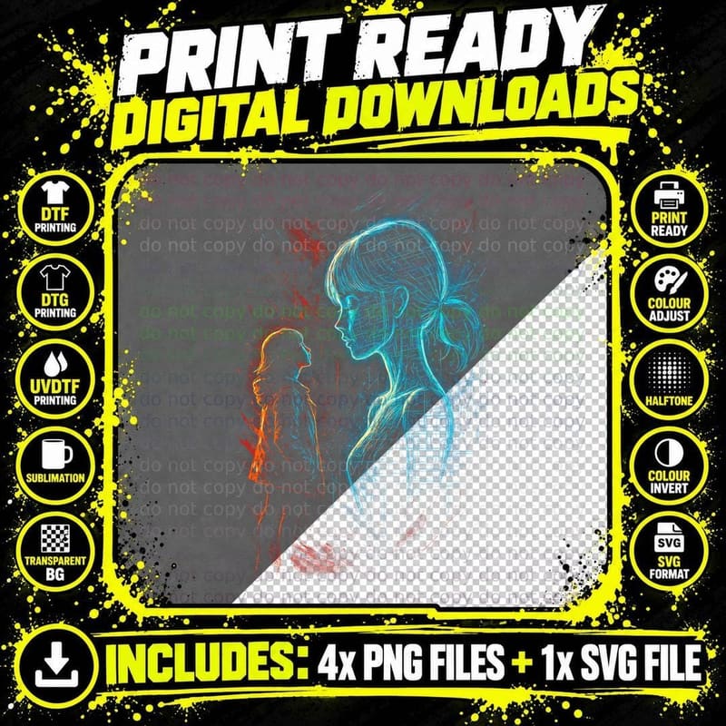 Cyborg Girl Cyberpunk T-Shirt, Halftone Red Visor Cyborg Png SVG Digital Bundle