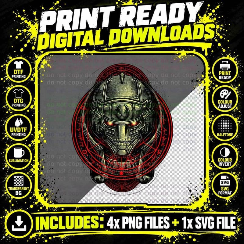Flames I Rise, Cyberpunk, Mecha Robot, Trending Png SVG Digital Bundle