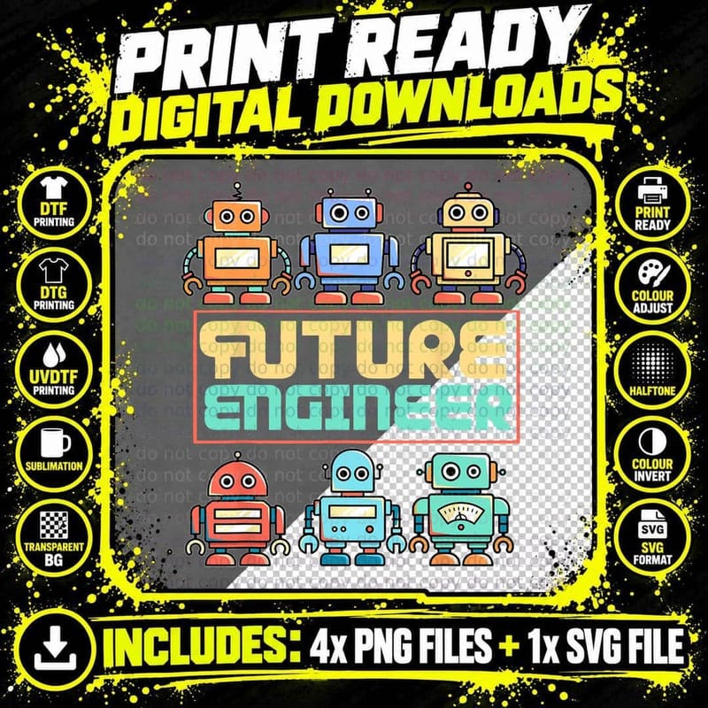 Future Robotics Engineer Kid Robot T-Shirt Png SVG Digital Bundle
