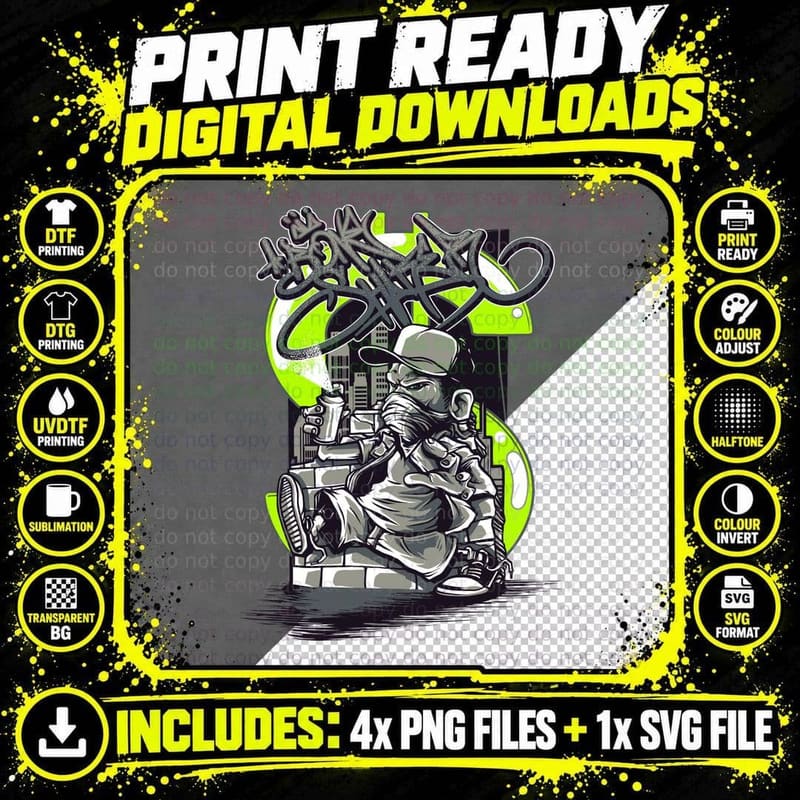 Futuristic Robot Lime Green Sci-Fi T-Shirt Png SVG Digital Bundle