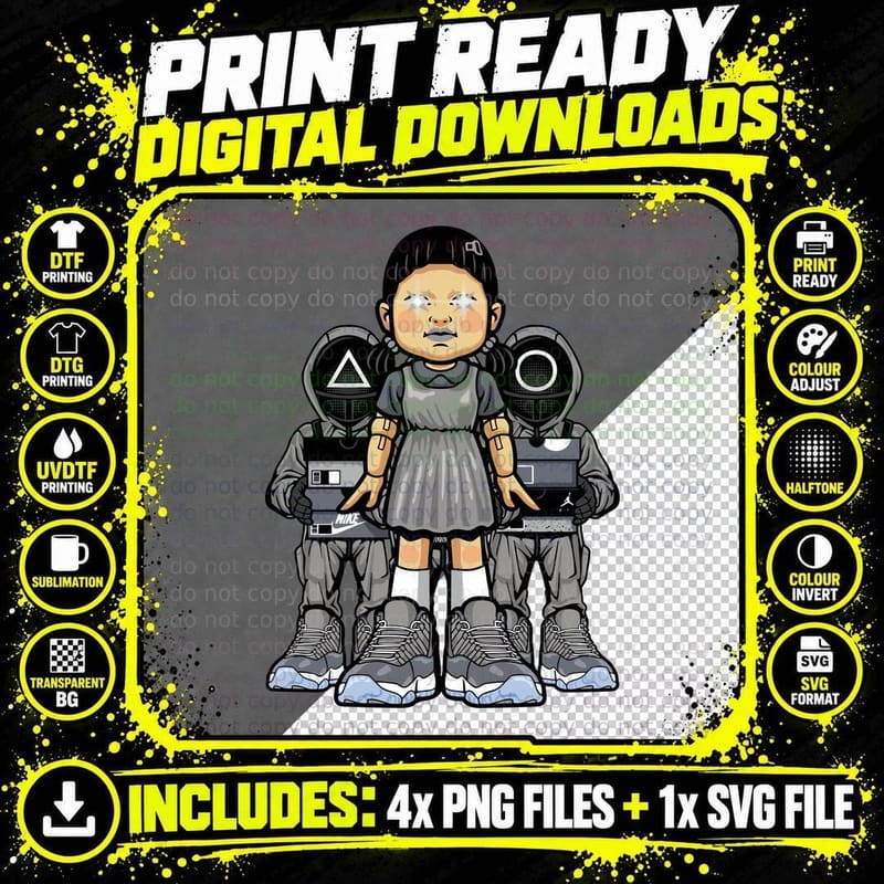 Girl Character Robot Symbols Abstract Art T-Shirt Png SVG Digital Bundle