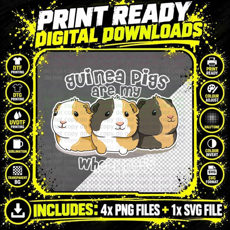 Guinea Pig Are My Wheekness Quote for a Guinea Pig Nerd Png SVG Digital Bundle