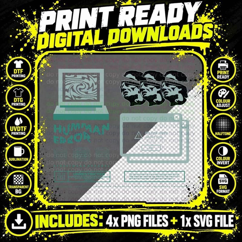 Human Error No One Cares About You Teal Black Computer Png SVG Digital Bundle