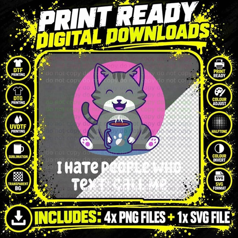 I Don't Like People Who Text Nerd Introvert Weird Png SVG Digital Bundle