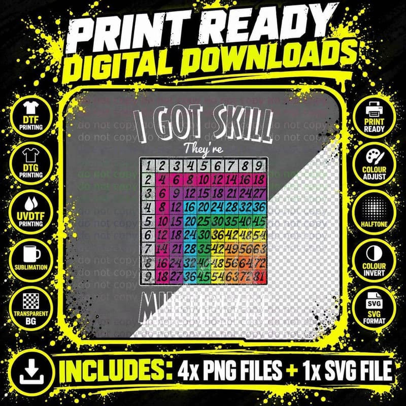 I Got Skill They're Multiplying Math Genius Nerdy Nerd Png SVG Digital Bundle