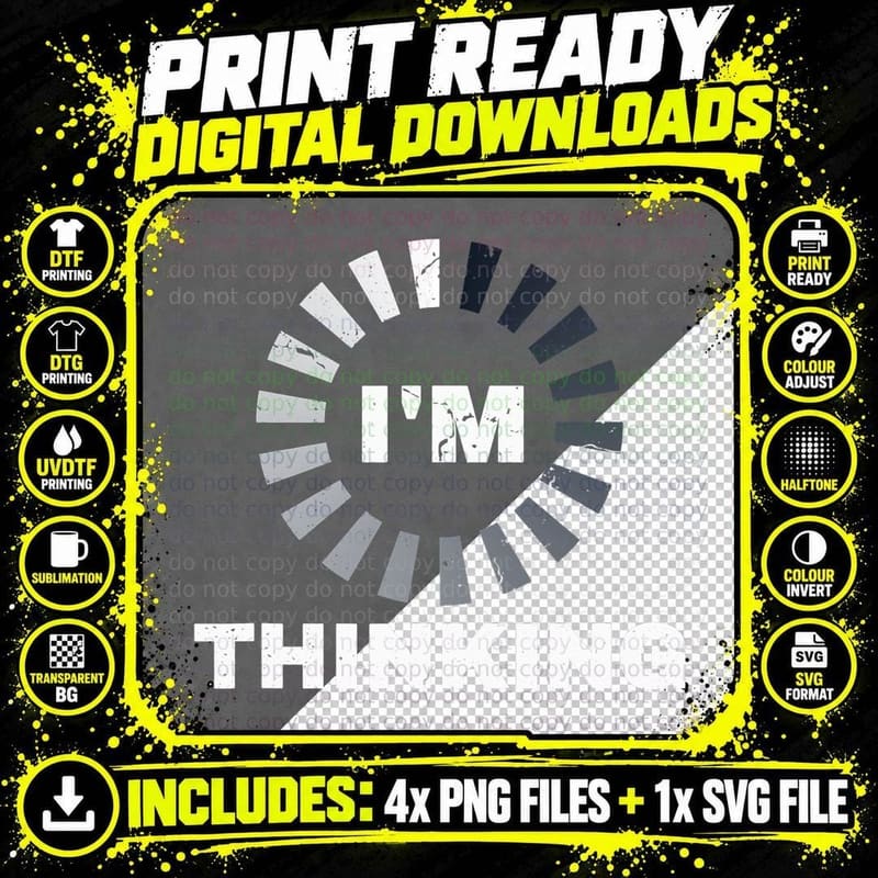 I'm Thinking Coder Programming Computer Engineer T-Shirt Png SVG Digital Bundle