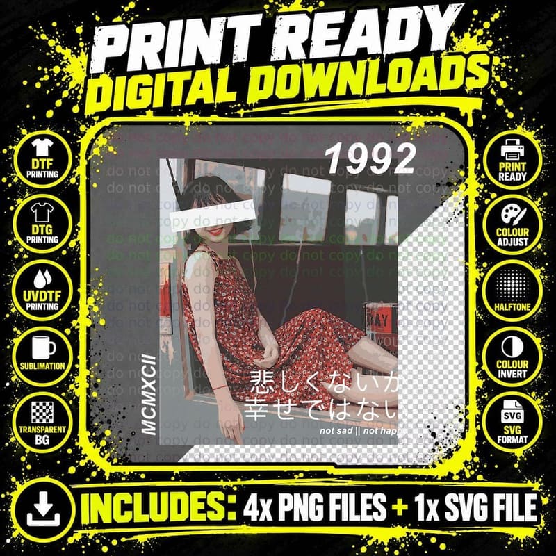 Japanese Cyberpunk Tokyo Streetwear Aesthetic Japan Png SVG Digital Bundle